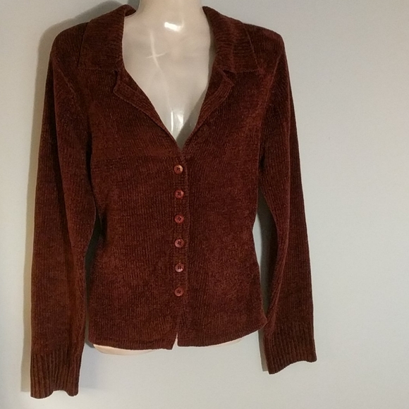 Moda International Tops - Women's beautif chocolatebrown chenille top/jacket
